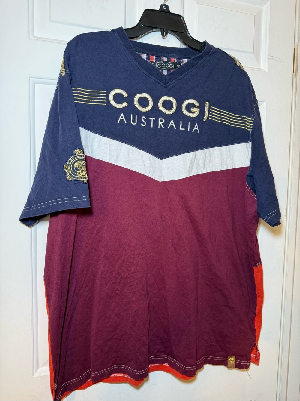 Coogi Australia Men’s Shirt Multicolor Embroidered Logo & Arm Patch XXL Cotton